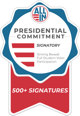 A seal from ALL IN Challenge that shows the President has signed on to civic commitment.