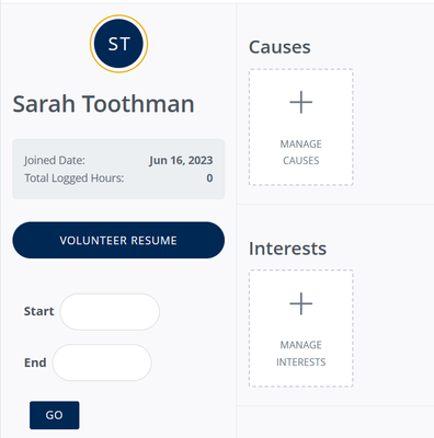 A screenshot of the iServe page detailing how to enter the correct dates to create a volunteer resume. 
