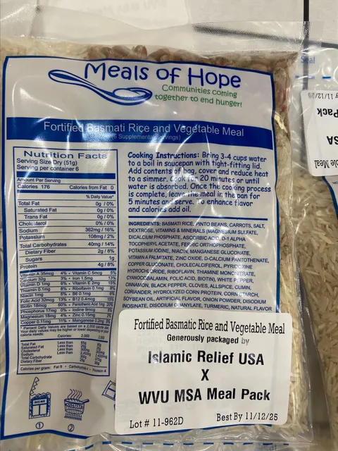 A Meals of Hope, packaged meal of rice. 